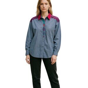 Roper Embroidered Western Shirt Blue Size M